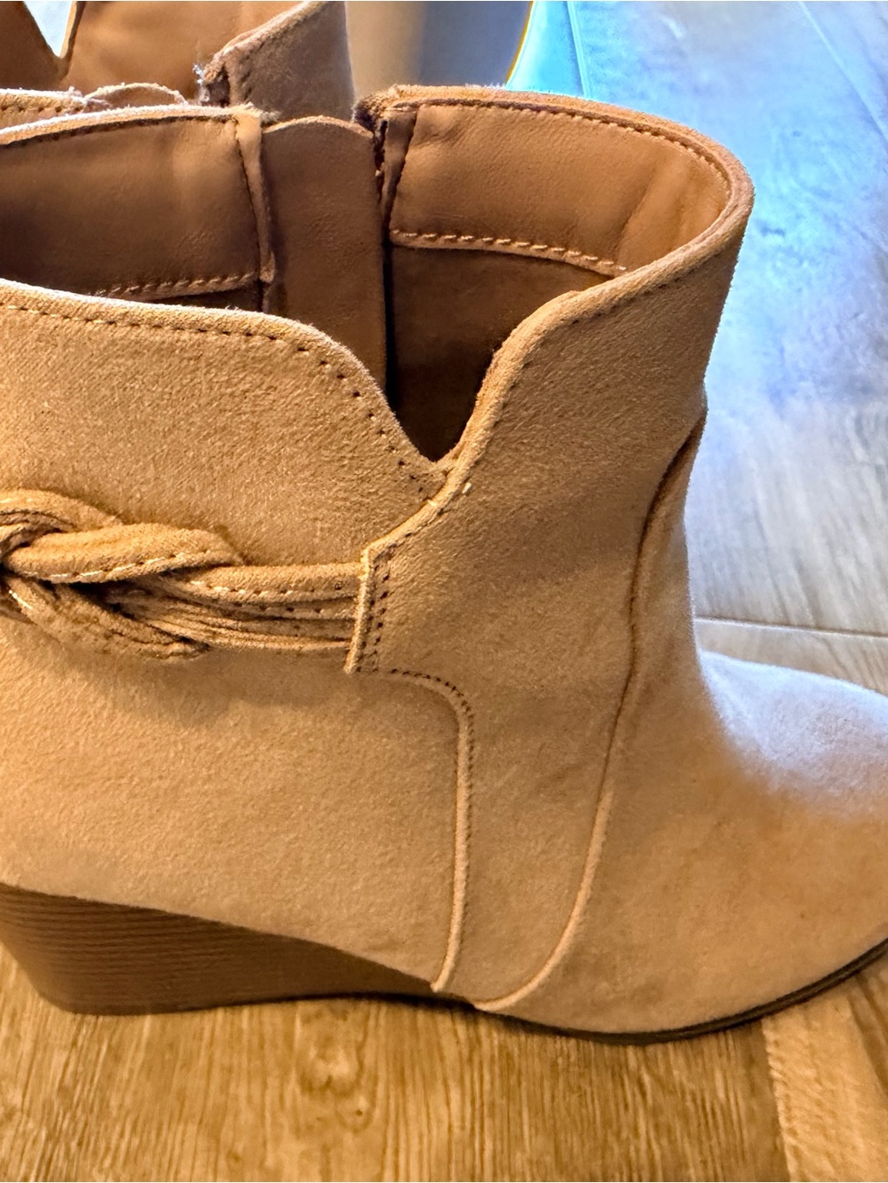 Women’s Taupe Suede Wedge Ankle Boots - Brand